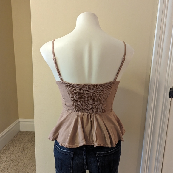 Style Envy mauve pink color peplum spaghetti strap tank top size Xs - Picture 3 of 8